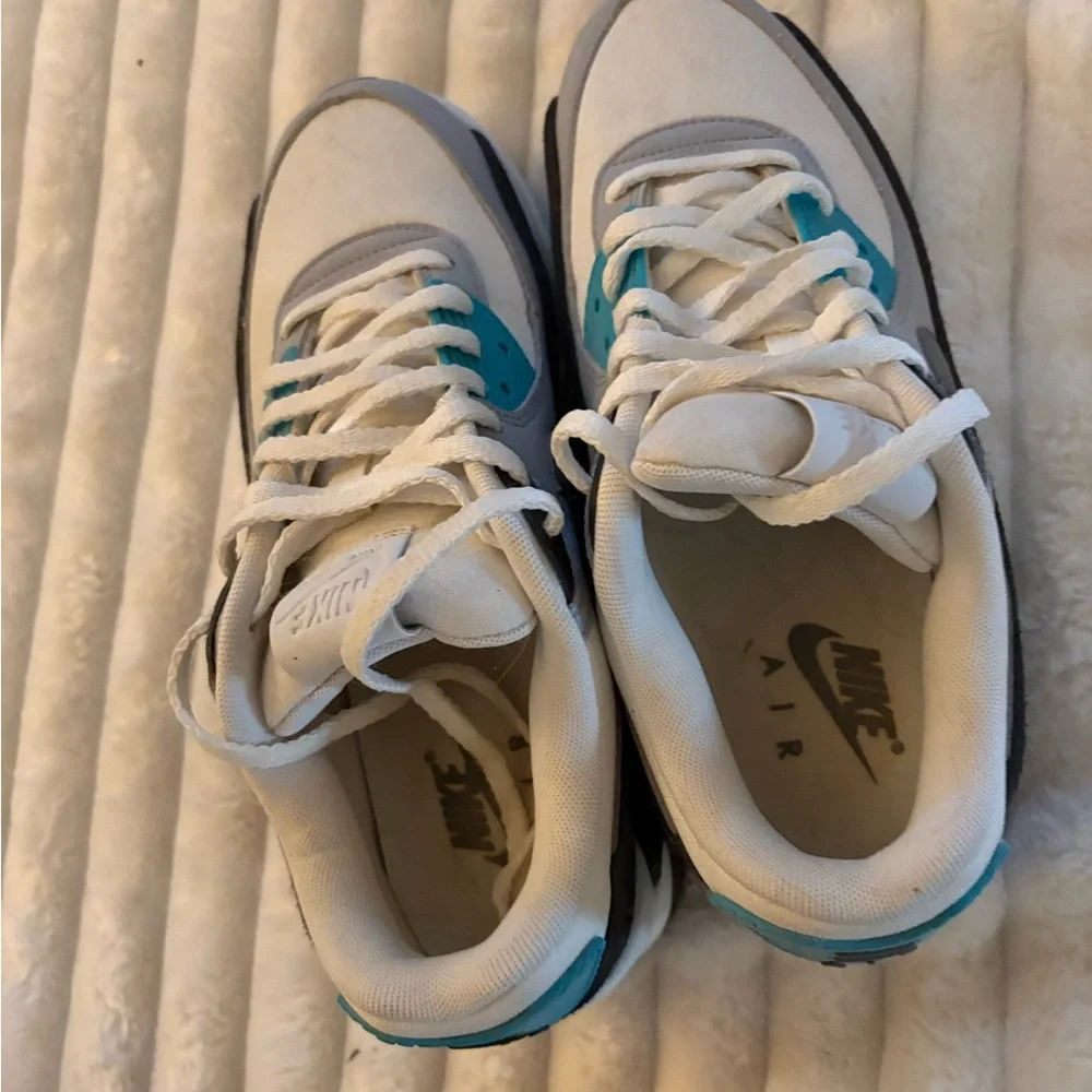 Nike Air White and Turquoise Sneakers - Picture 2 of 3
